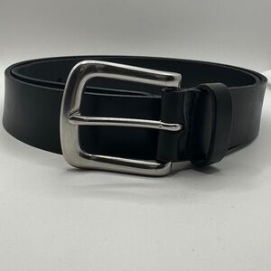 Polo Ralph Lauren Black Leather Belt with Silver Buckle